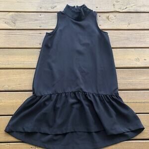 LOFT Black High Low Flare Sleeveless Dress Small Petite